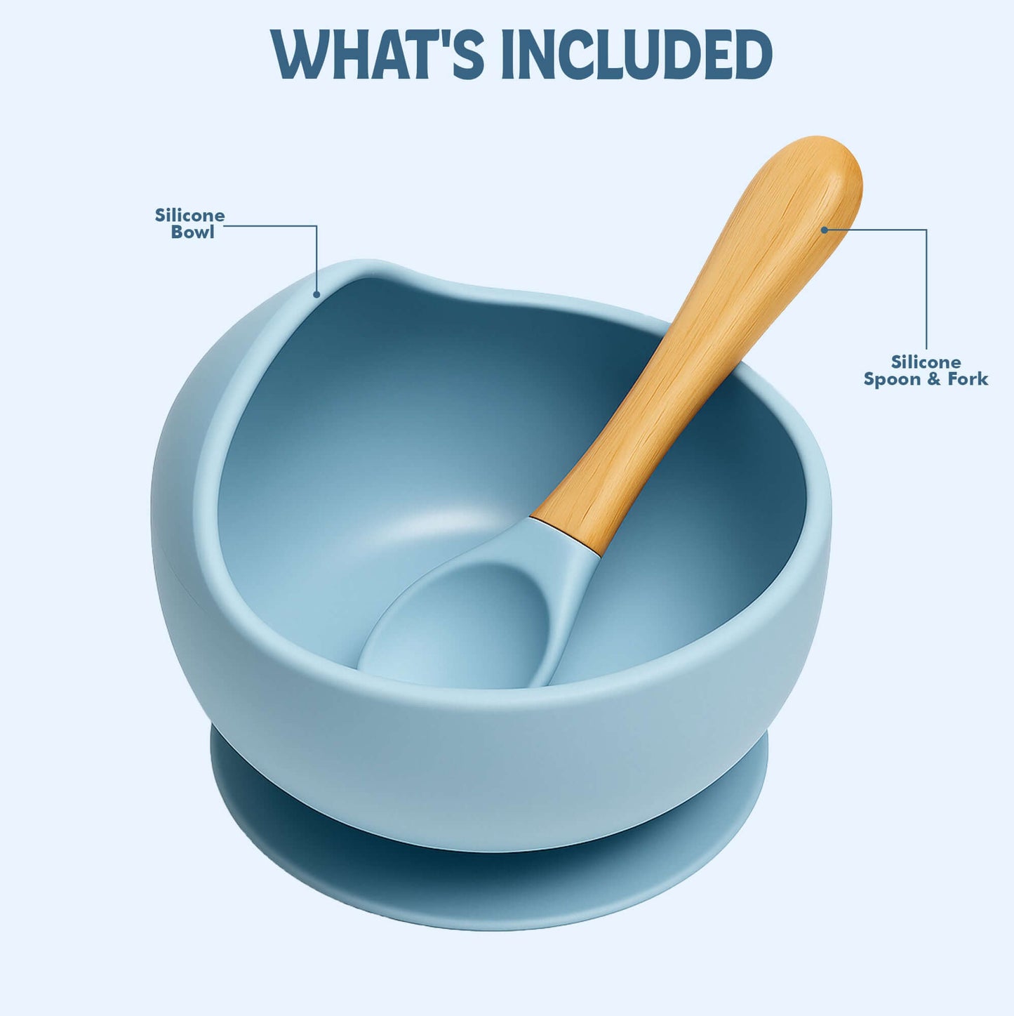 Baby Silicone Suction Bowl with Spoon | BPA-Free & Non-Slip includes silicone bowl and spoon.