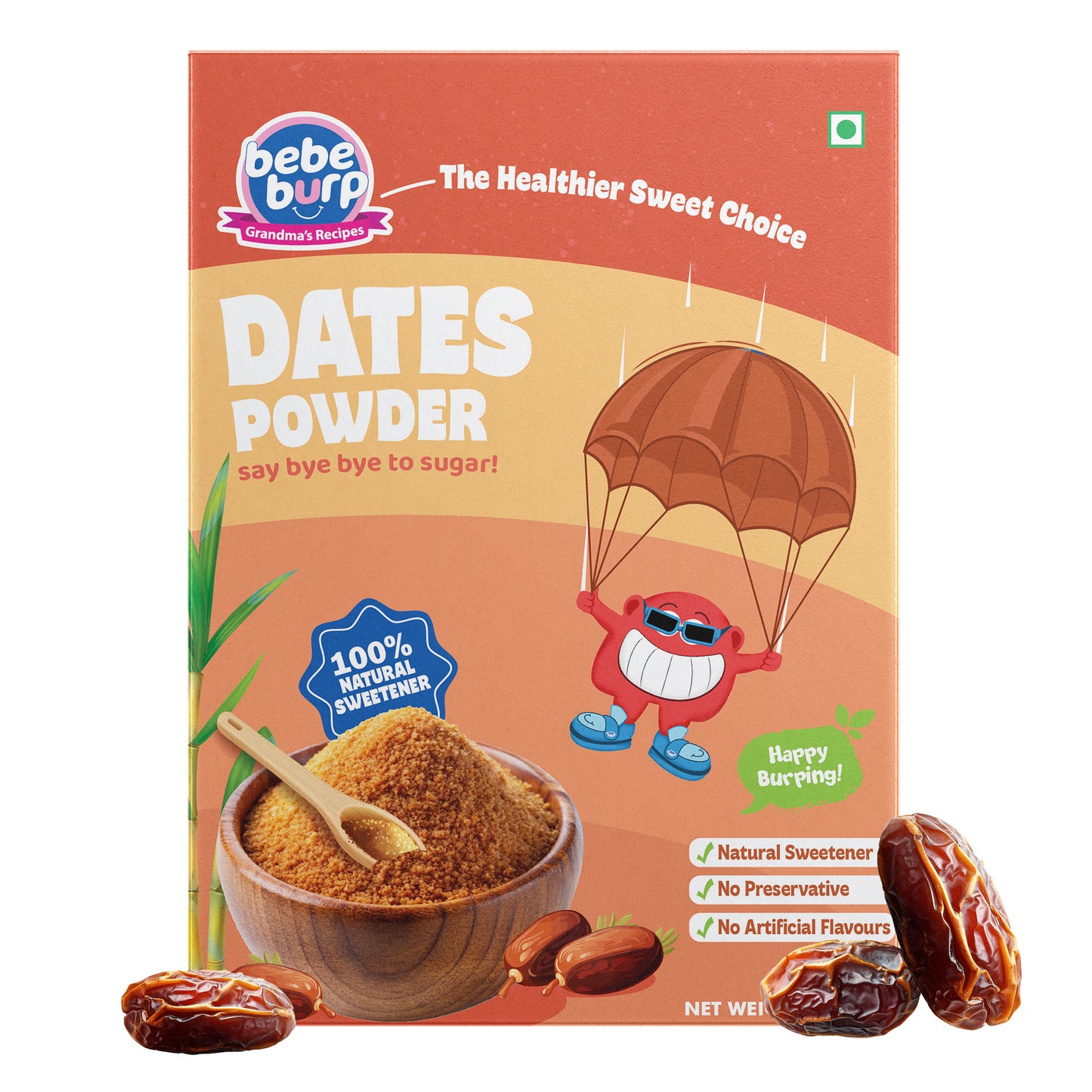 Bebe Burp Dates Powder made from 100% natural dates, a healthy natural sweetener for babies and toddlers
