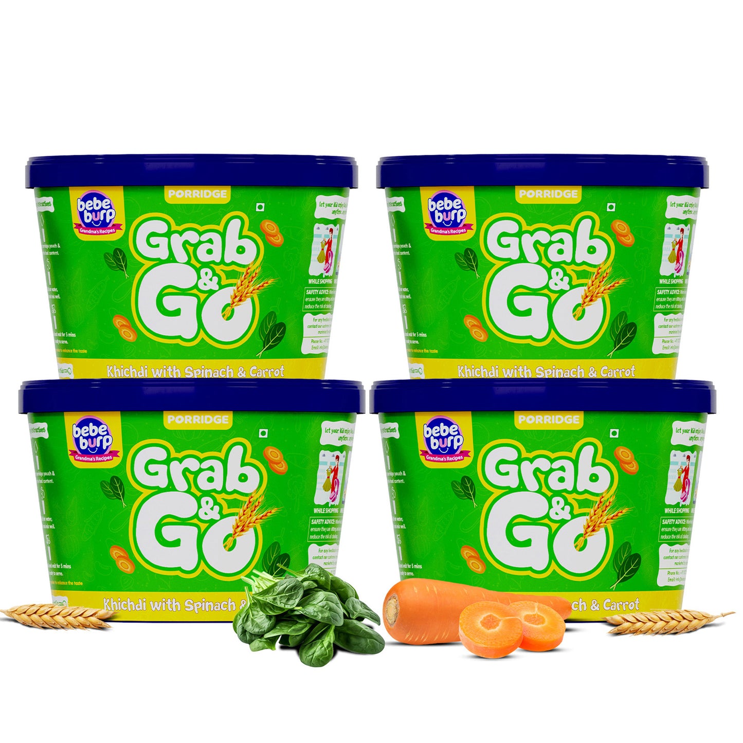 Wholesome instant khichdi mix for babies made with carrots and spinach, easy to digest and perfect for nutritious meals.