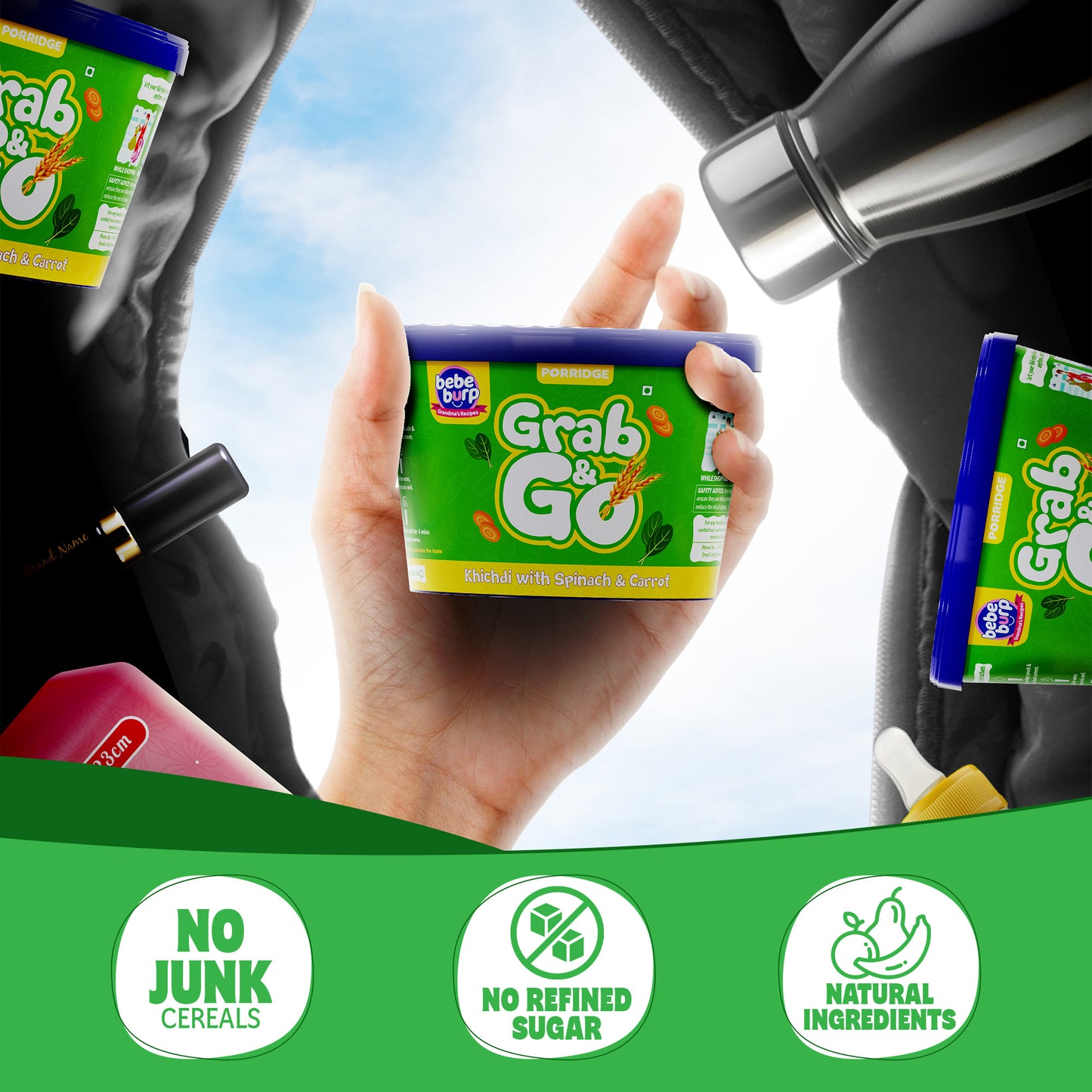 Instant Food for Travel pack Grab & Go Khichdi Mix (Pack of 4)