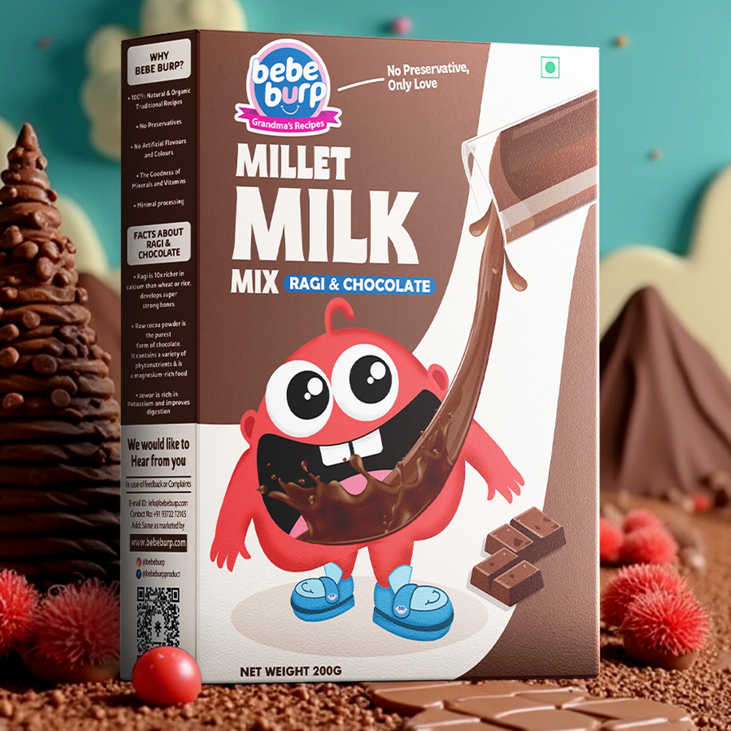 Bebe Burp Millet Milk Mix made with natural ingredients, a nutritious and easy-to-digest millet milk option for kids