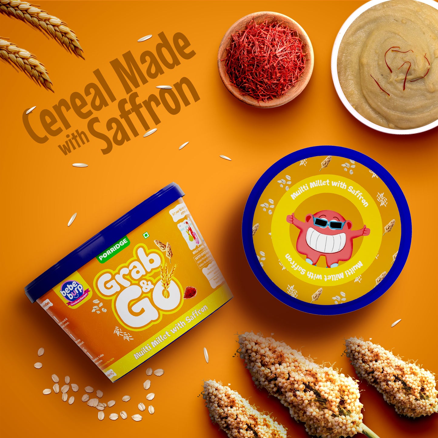 Bebe Burp Travel Pack Grab & Go Multi Millet with Saffron ( Pack of 4) 30gm each