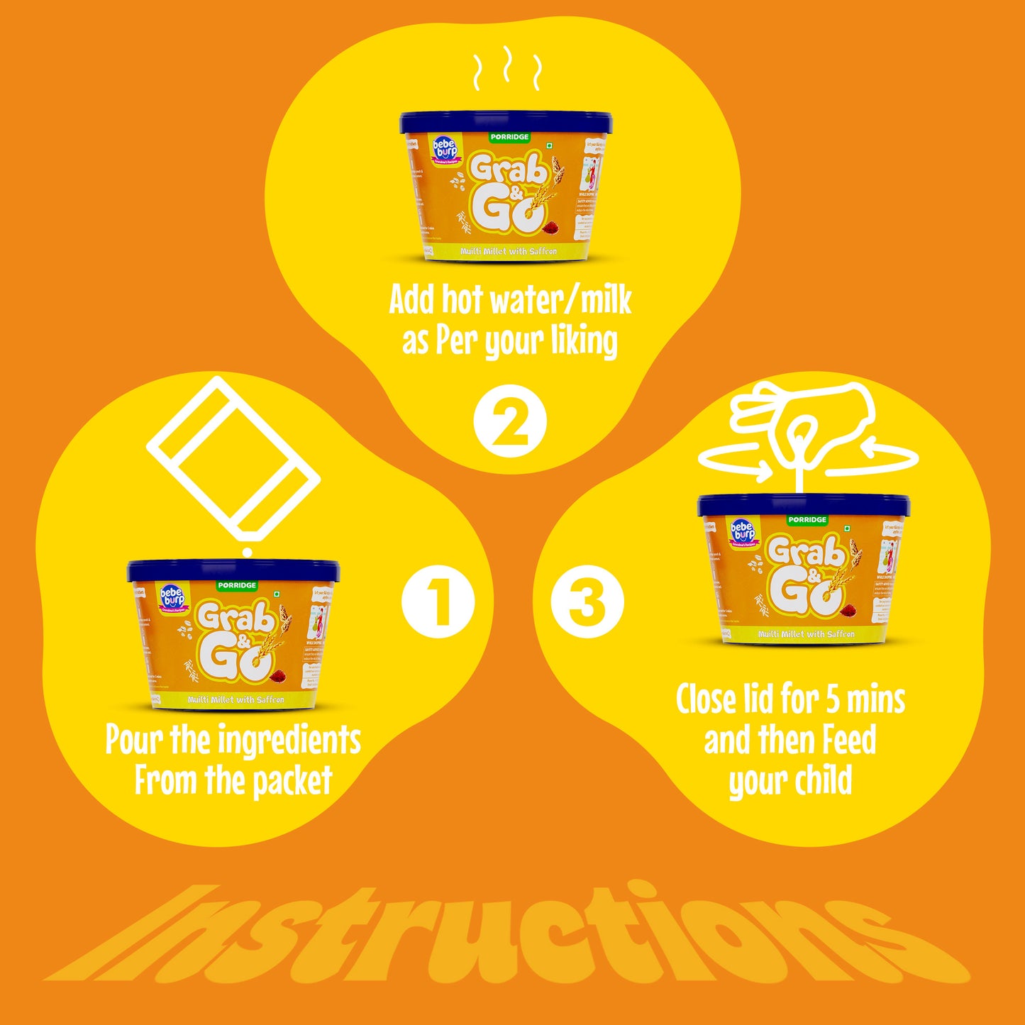 Bebe Burp Travel Pack Grab & Go Multi Millet with Saffron ( Pack of 4) 30gm each