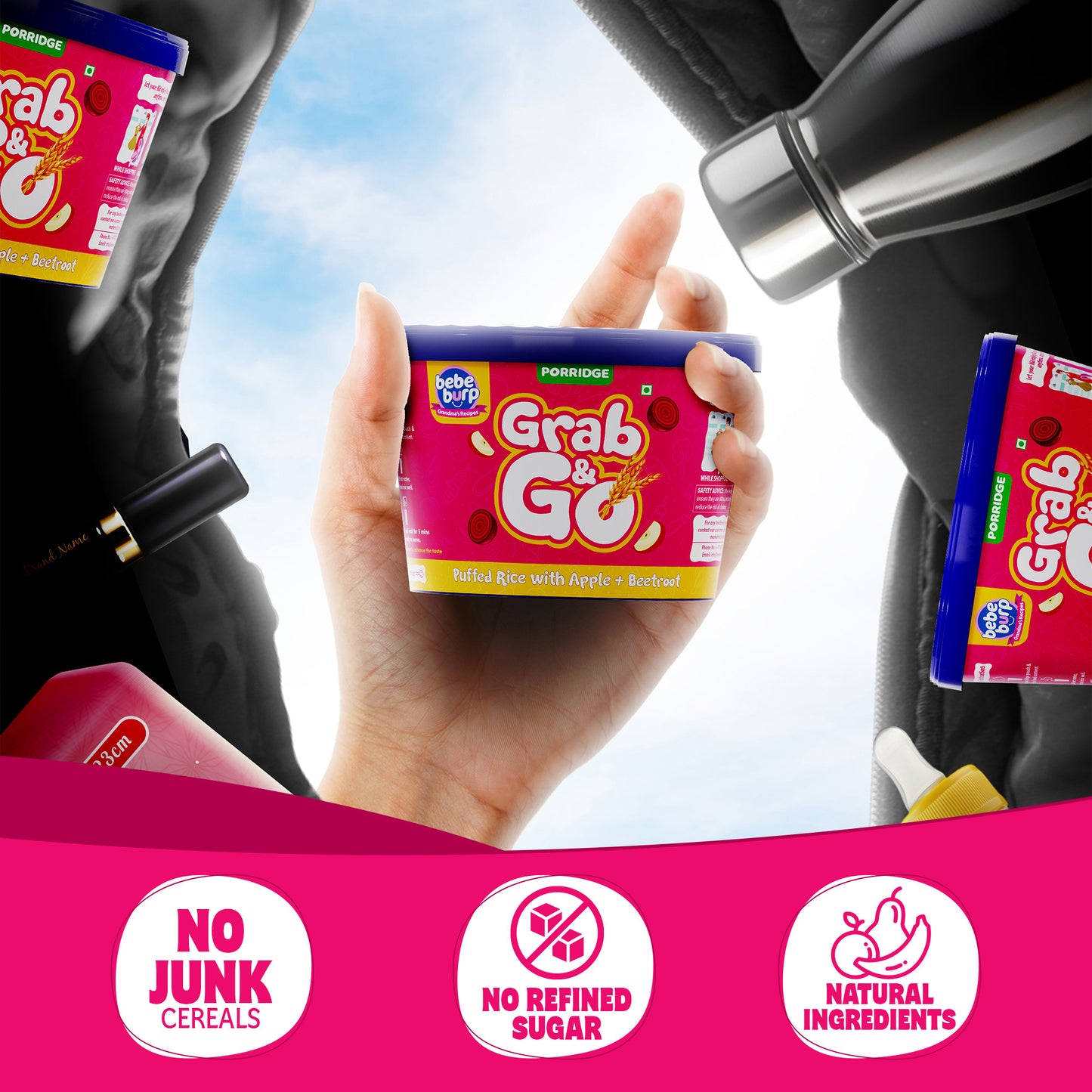 Puffed Rice Mix – Grab & Go Travel Pack for Babies (4 x 30g) Each