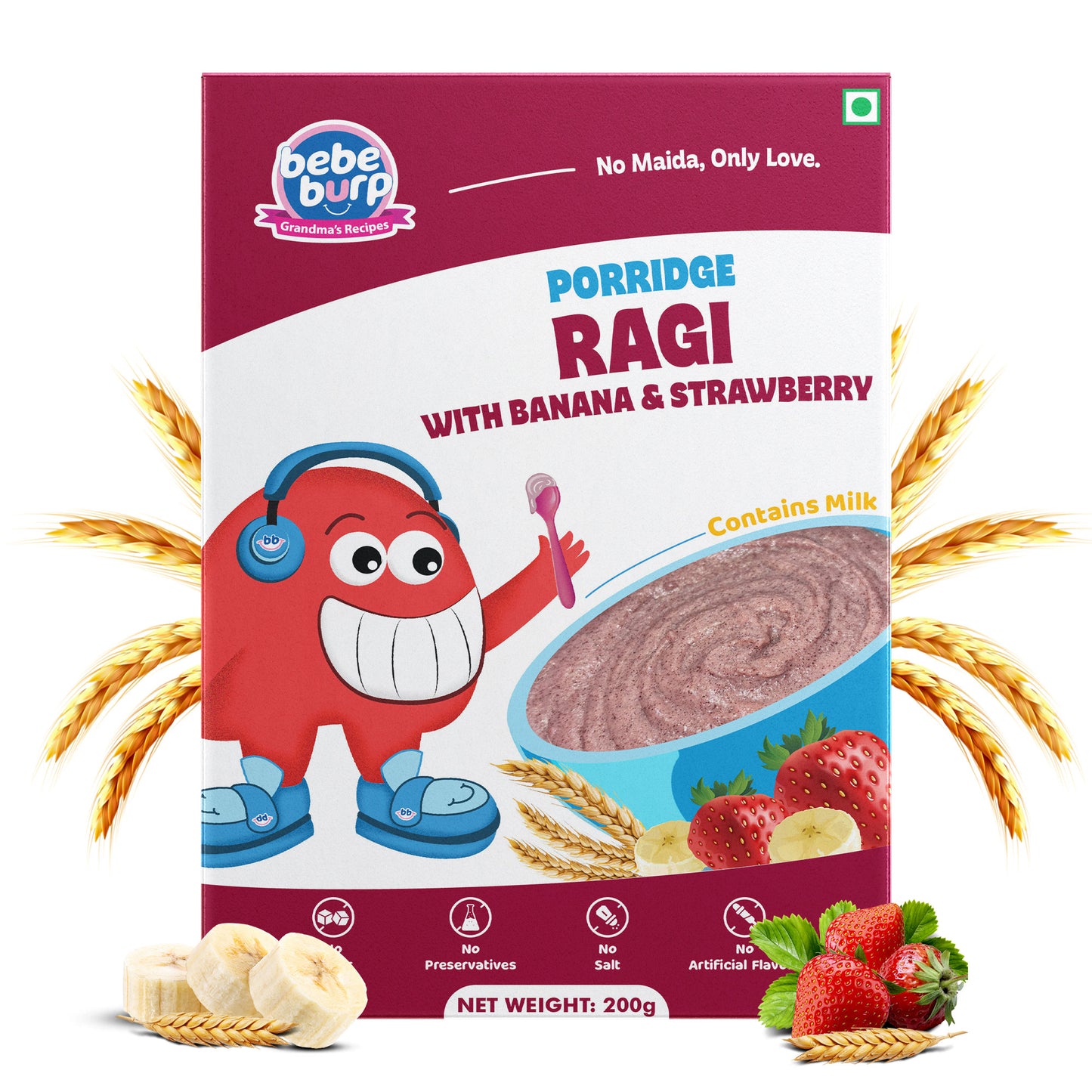 Ragi with Strawberry and Banana Porridge 200gms