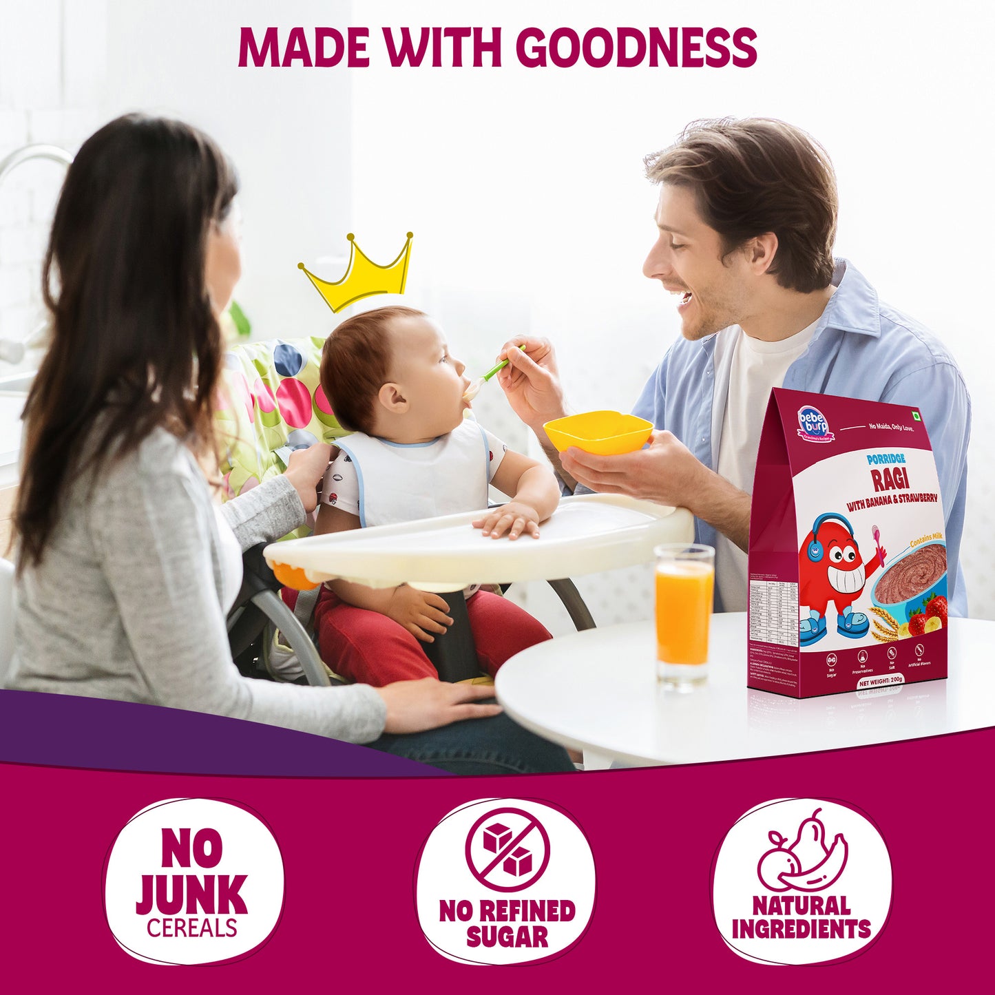Ragi Porridge for Babies | Strawberry Banana Flavor (200 g)