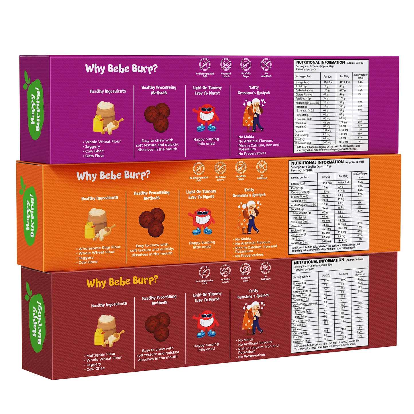 Ragi, Oats & Raisin, Choco multigrain cookies (Pack of 3 – 150g Each)  | Bebe Burp