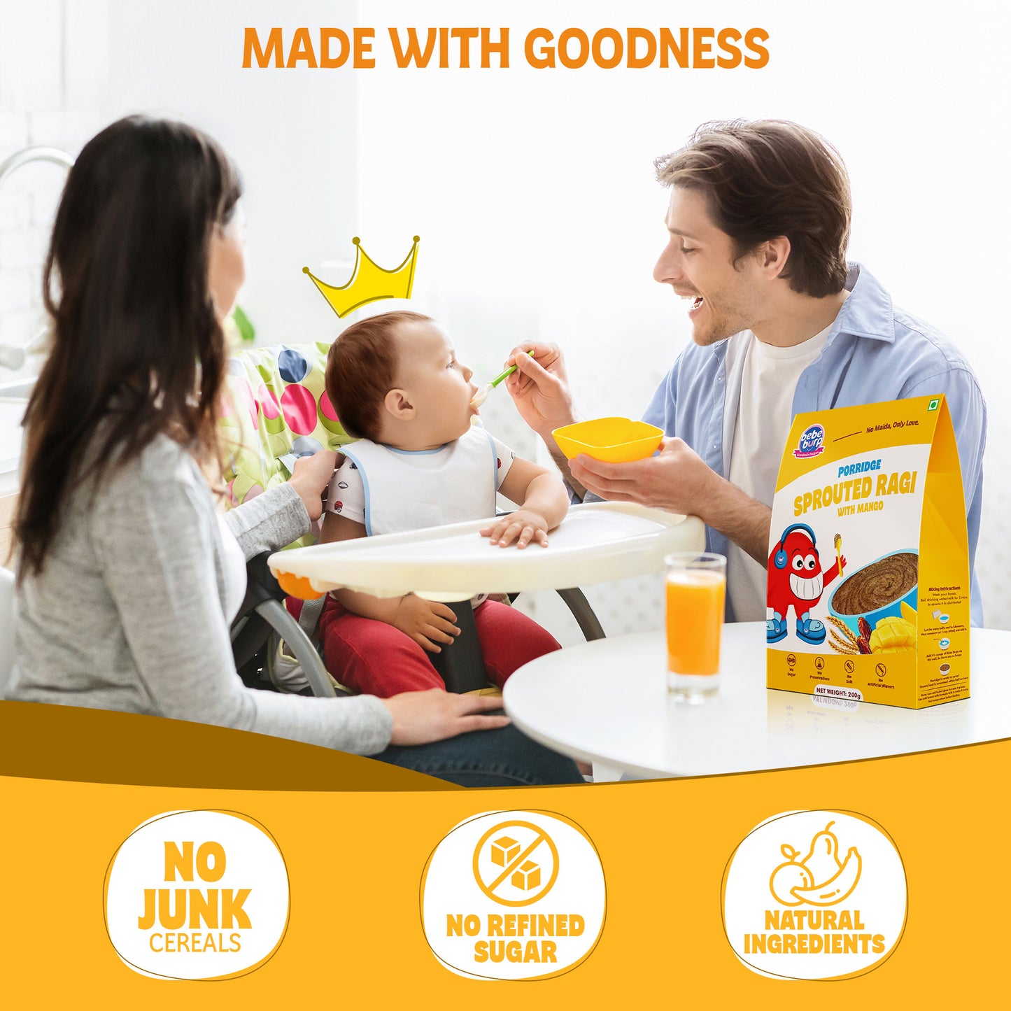 Sprouted Ragi Mango Porridge Mix | Healthy Baby Porridge (200 gm)