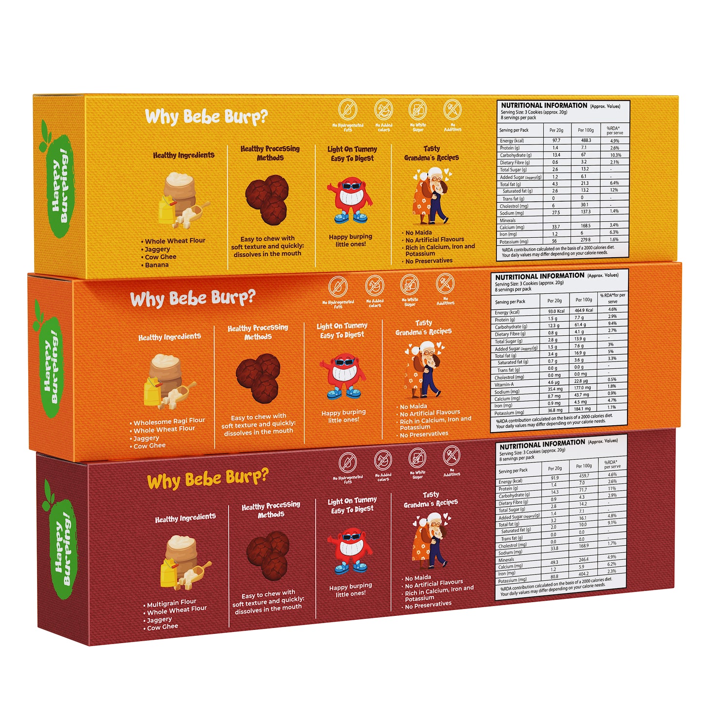 Choco, Wheat & Ragi Cookies Combo (Pack of 3, 150 gm Each)