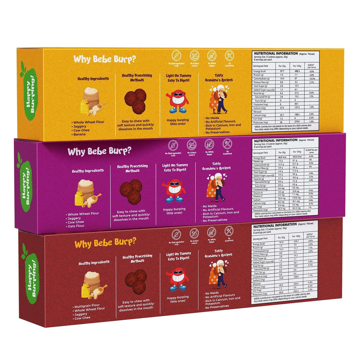 Choco, Wheat, Oats Cookies Combo (Pack of 3 , 150 gm Each)