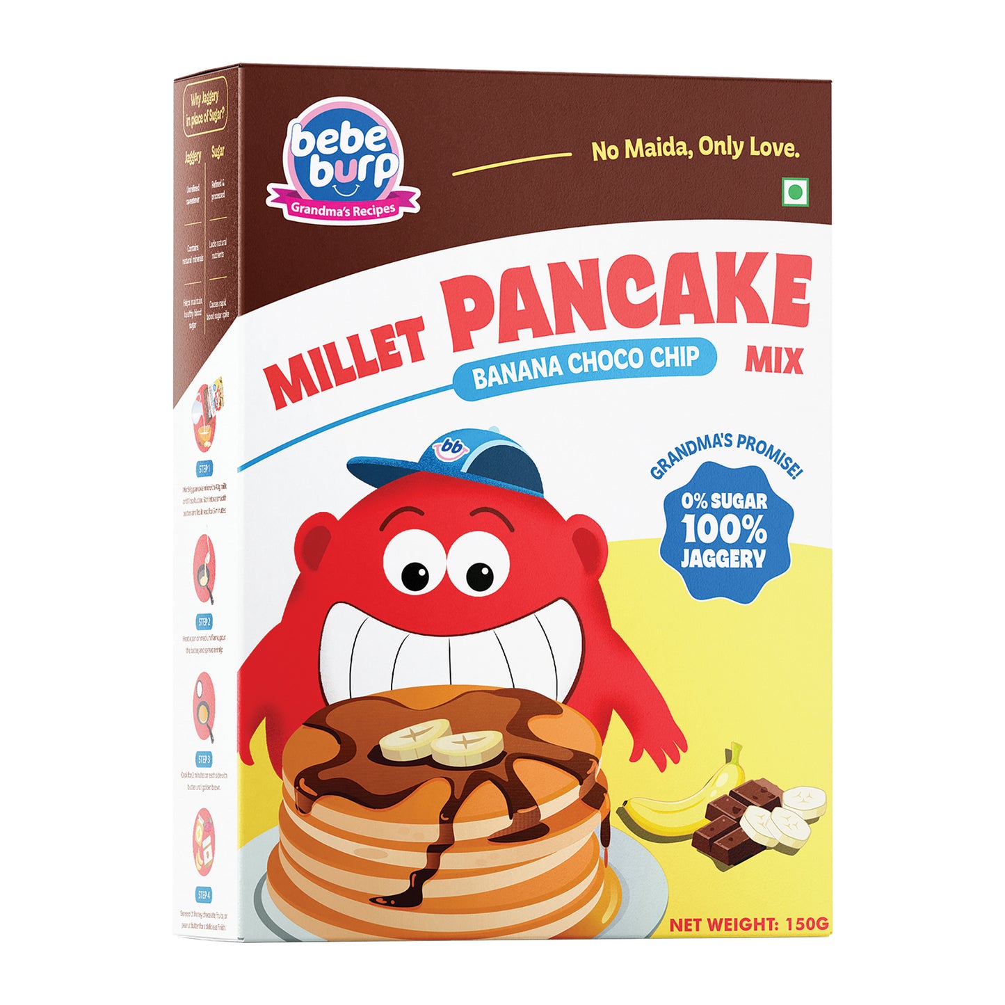 A box of Miltet pancake mix powder, showcasing vibrant packaging and product details prominently displayed.