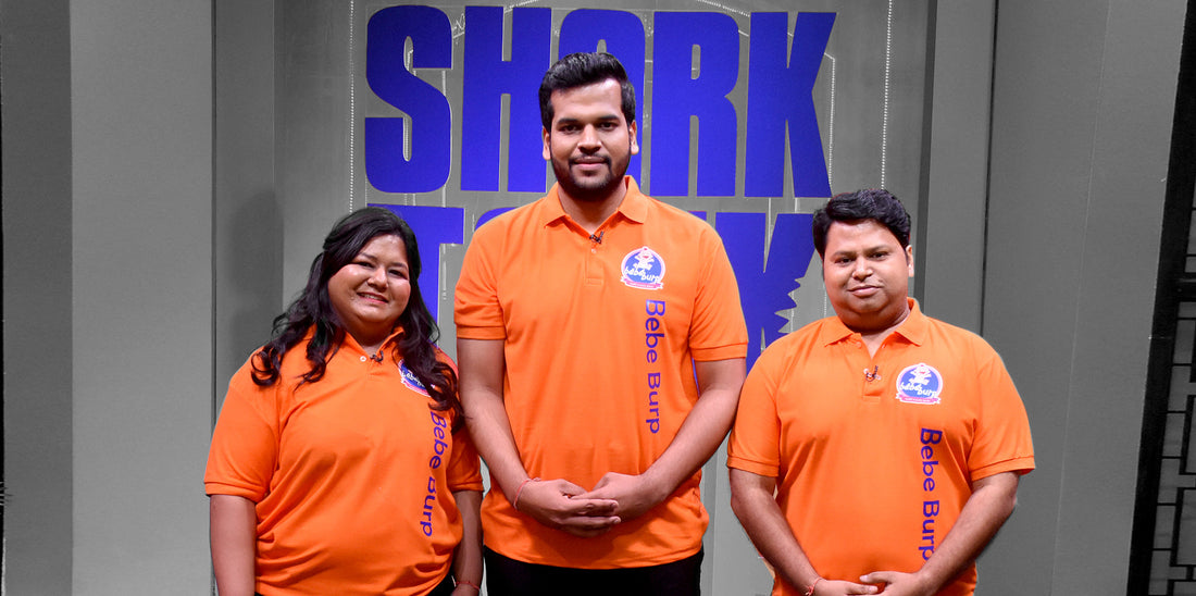 A moment of pride for the entire Bebe Burp Team, our Co-Founders presenting their pitch in front of Sharks.