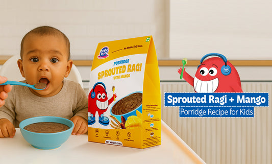 Sprouted Ragi + Mango Porridge Recipe for Kids