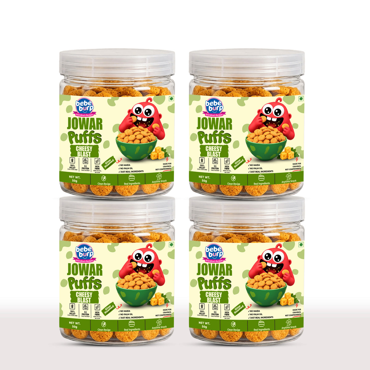 Cheesy Blast Jowar Puffs | Gluten-Free Snack for kids  (50GM x 4) (200gm)