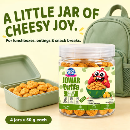 Cheesy Blast Jowar Puffs | Gluten-Free Snack for kids  (50GM x 4) (200gm)