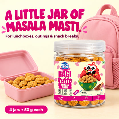Jowar & Ragi Baby Puffs Combo – Cheesy Blast + Masala Masti (50GM x 4 Pack) (200gm)
