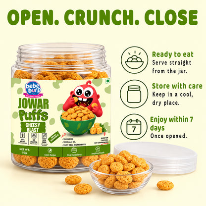 Cheesy Blast Jowar Puffs | Gluten-Free Snack for kids  (50GM x 4) (200gm)