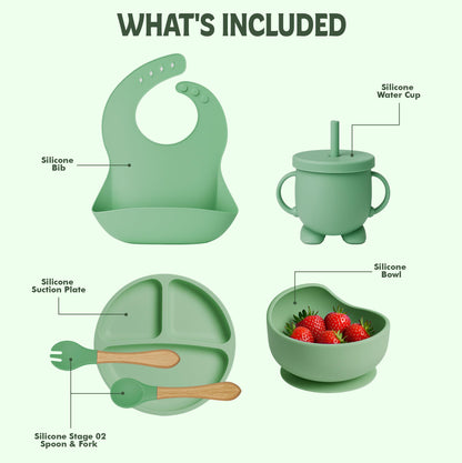 Premium Silicone Baby Feeding Set | 6-Piece Suction Dinnerware