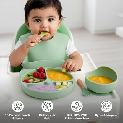 Premium Silicone Baby Feeding Set | 6-Piece Suction Dinnerware