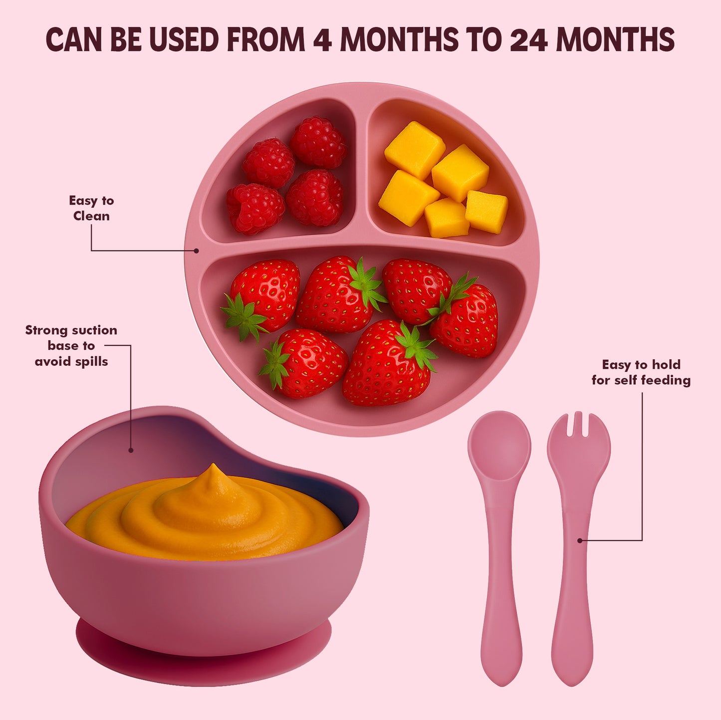 Silicone Baby & Infant Feeding Set (4 Pcs Pack)