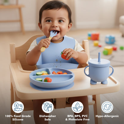 Premium Silicone Baby Feeding Set | 8-Piece Suction Dinnerware