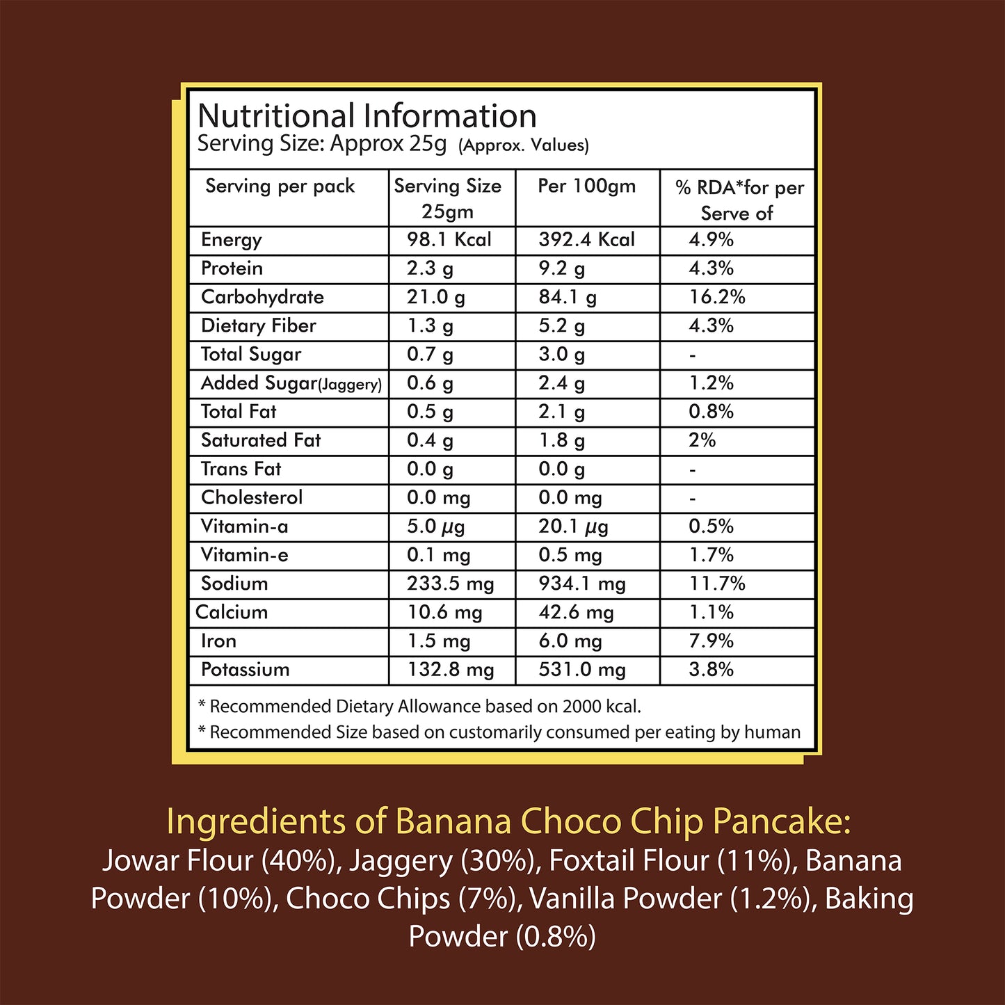 Banana Choco Chip Pancake Mix (150gm)