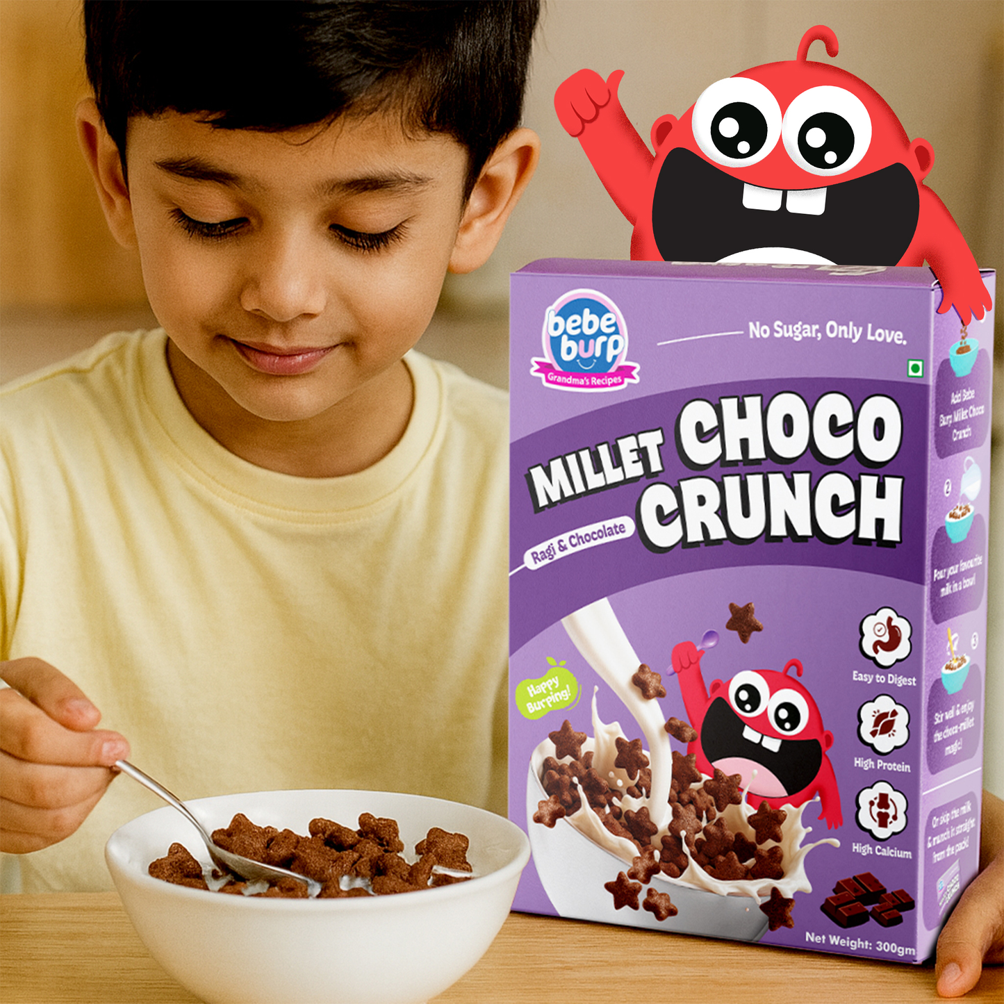 Millet Choco Crunch with Ragi & Chocolate (No Trans Fat, 100% Natural) - 300g