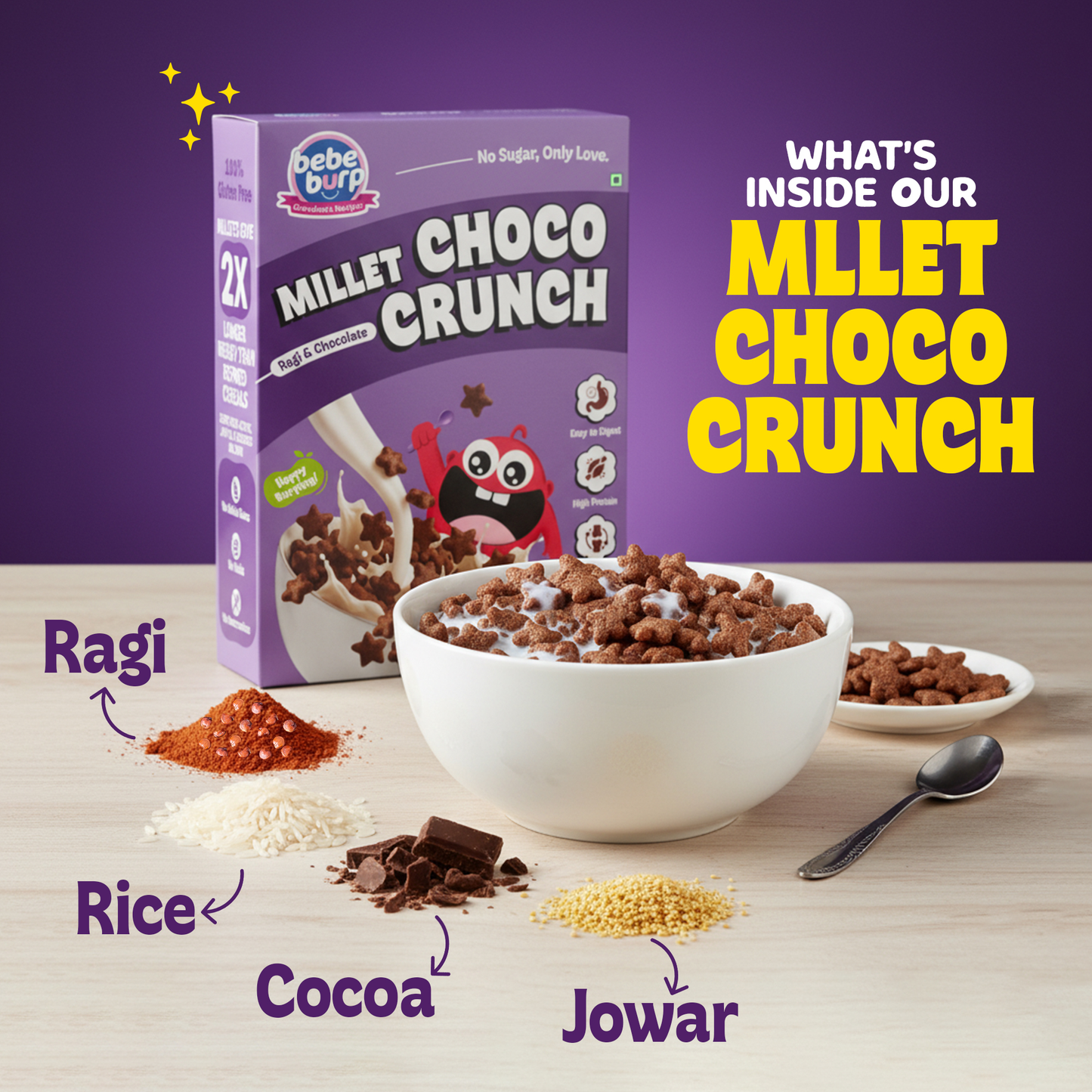 Millet Choco Crunch with Ragi & Chocolate (No Trans Fat, 100% Natural) - 300g
