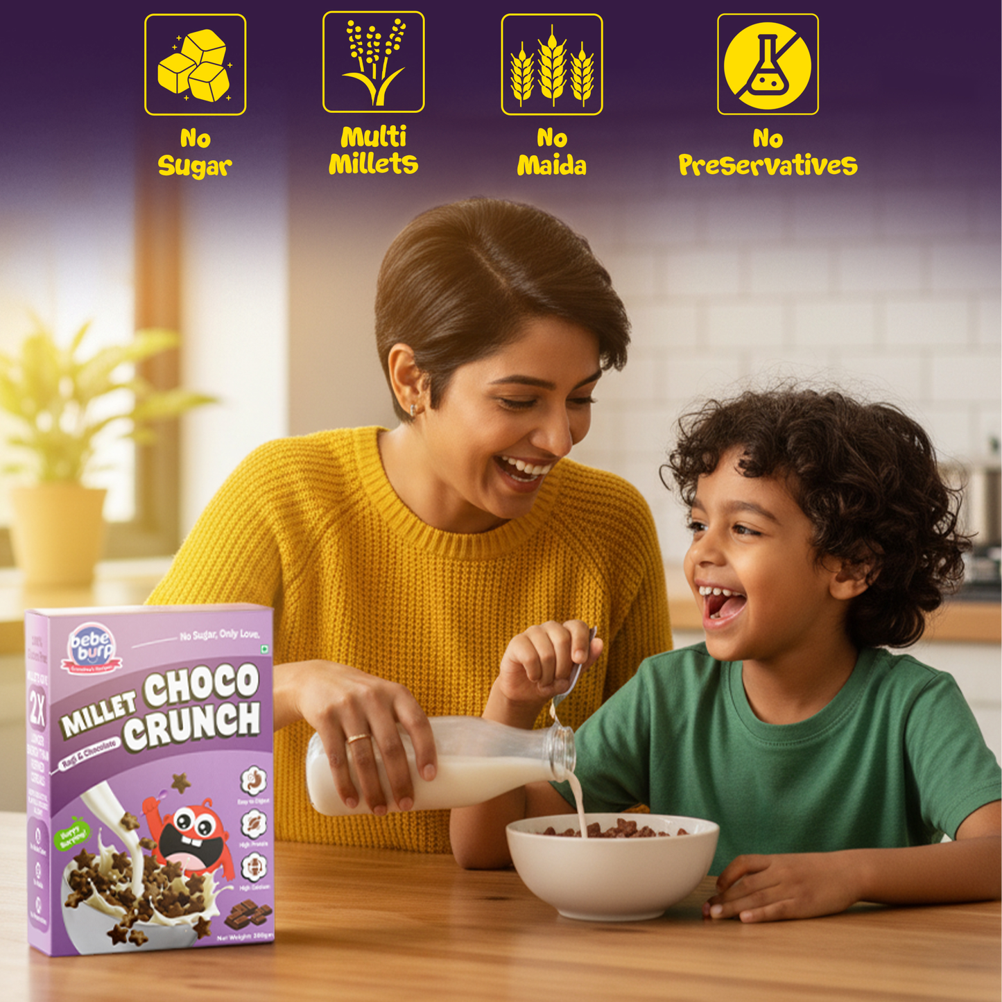 Millet Choco Crunch with Ragi & Chocolate (No Trans Fat, 100% Natural) - 300g