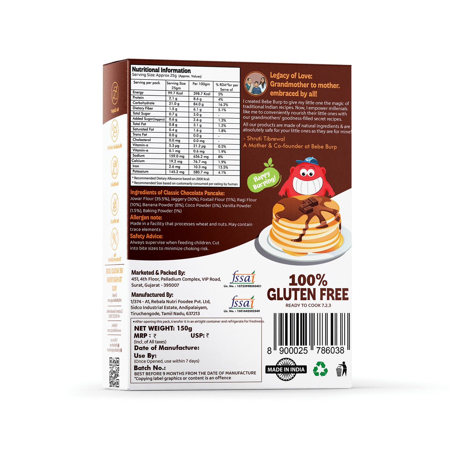 Classic chocolate pancake mix (150gm)