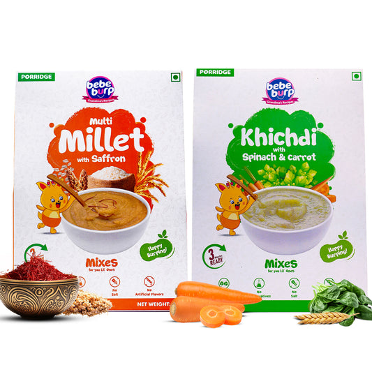 Khichdi & Multi Millet with Saffron  Porridge Mix Combo, ( 2 Pack - 200gm Each)