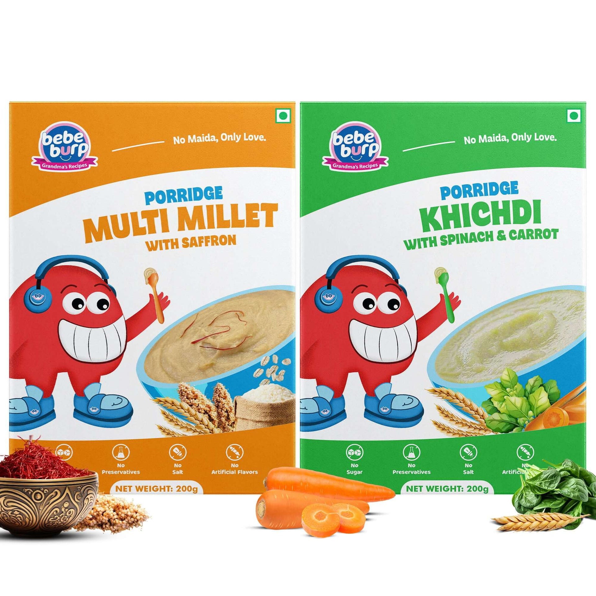 Khichdi & Multi Millet Porridge Mix Combo with Saffron | 2 x 200 g