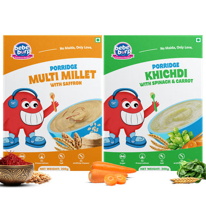 Khichdi & Multi Millet with Saffron  Porridge Mix Combo, ( 2 Pack - 200gm Each)