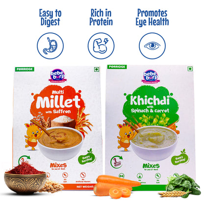 Khichdi & Multi Millet with Saffron  Porridge Mix Combo, ( 2 Pack - 200gm Each)