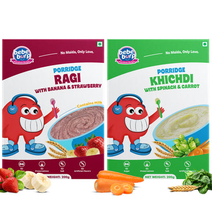 Khichdi & Ragi with Banana Porridge Combo (Pack of 2-200gm Each)