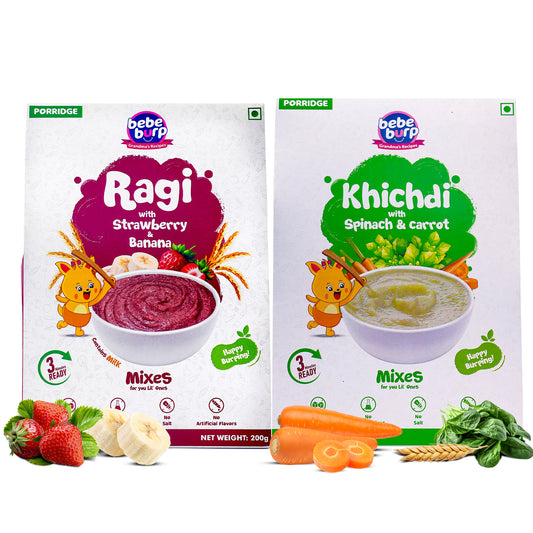 Khichdi & Ragi with Banana Porridge Combo (Pack of 2-200gm Each)