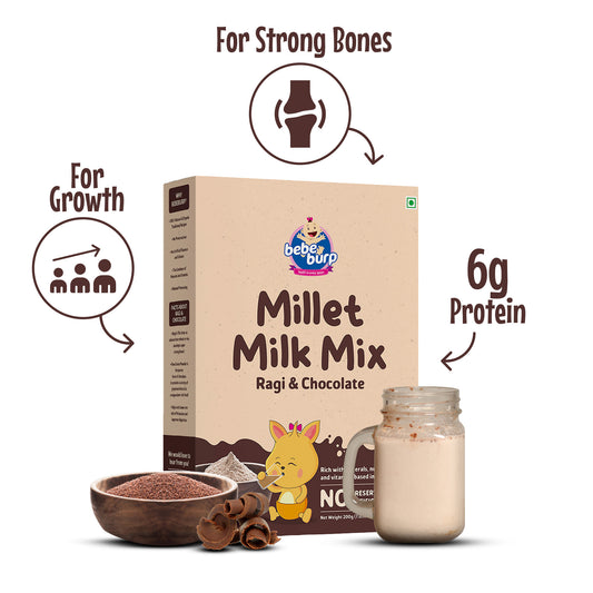 Bebe Burp- Millet Milk Mix | Ragi & Chocolate Health Drink Mix for Kids 200g | Chocolate Mix for Milk | Kids Drink…