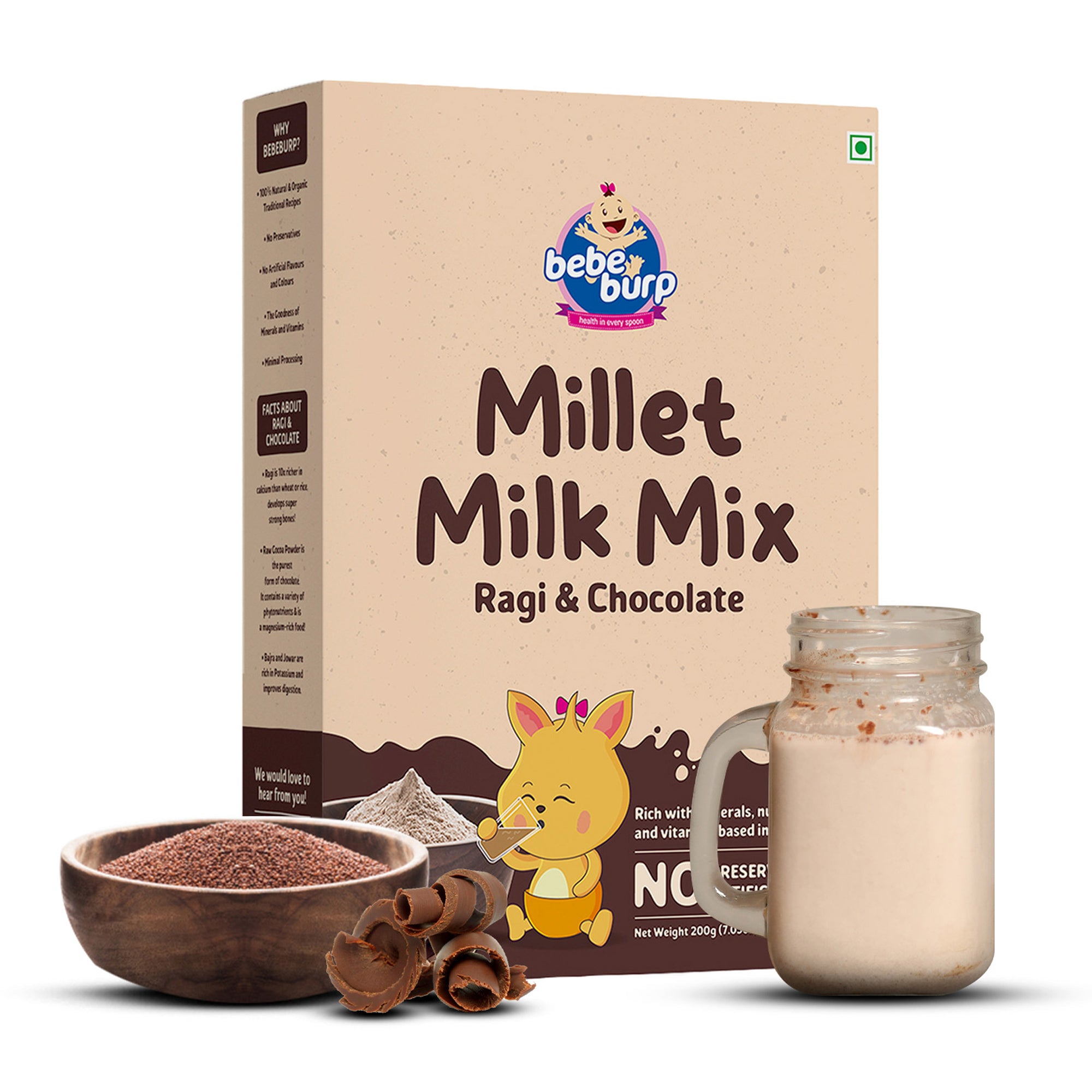 Millet Milk Mix - Ragi & Chocolate Health Drink Mix for Kids 200g