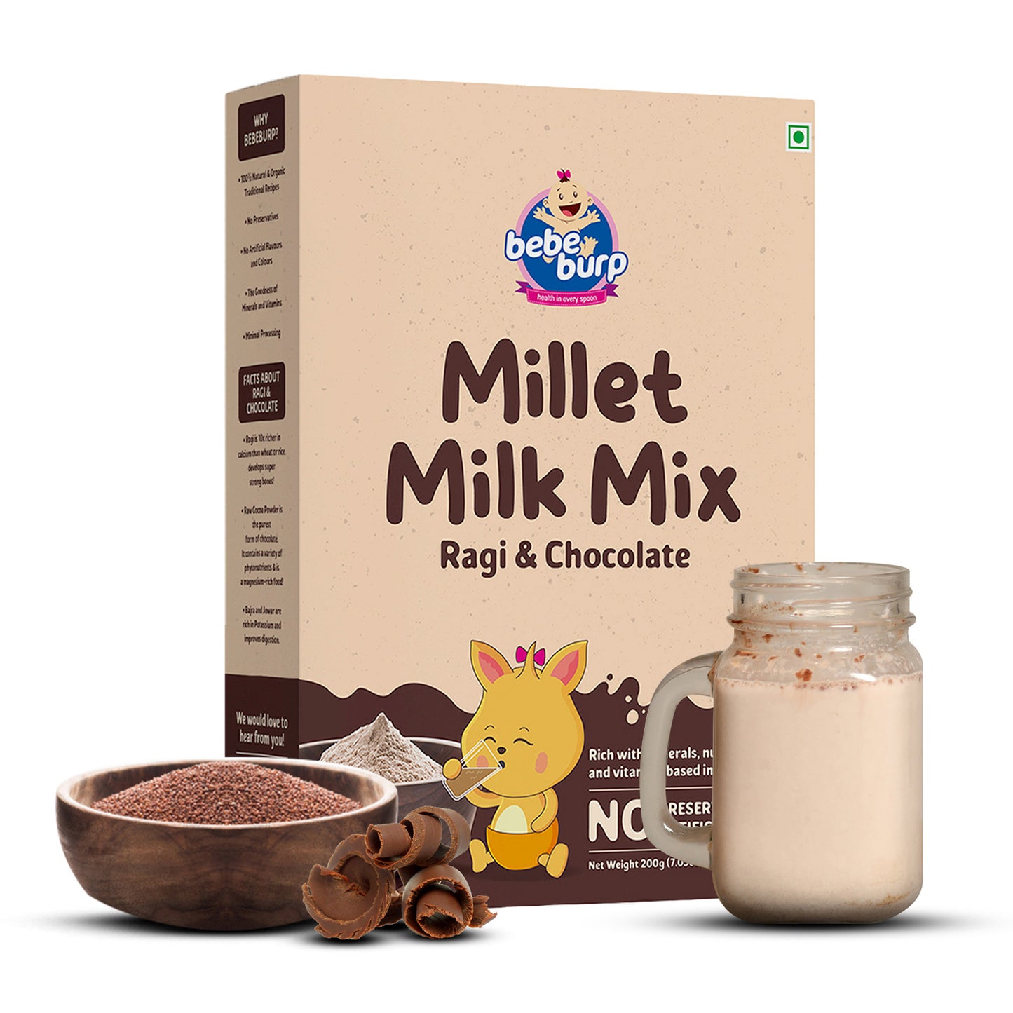 Millet Milk Mix -Ragi & Chocolate Health Drink Mix for Kids 200g