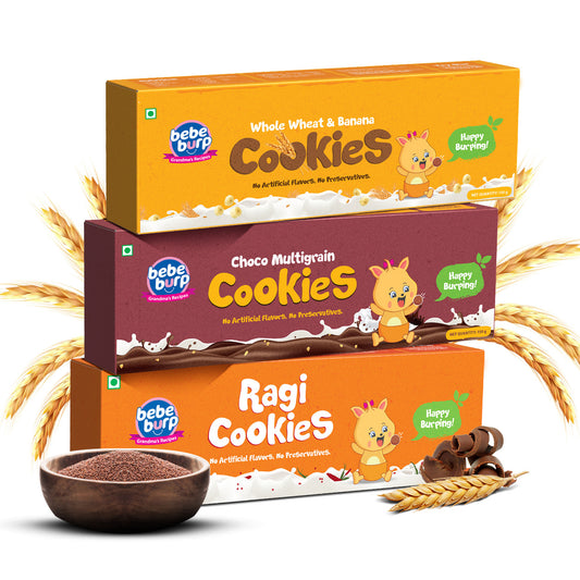 Choco, Wheat & Ragi Cookies Combo (Pack of 3, 150 gm Each)