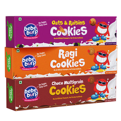 Ragi, Oats & Raisin, Choco Cookies Combo (Pack of 3, 150 gm Each)