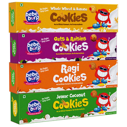 Whole Wheat, Oats, Ragi & Jowar Coconut Cookies Combo (Pack of 4, 150 gm Each)