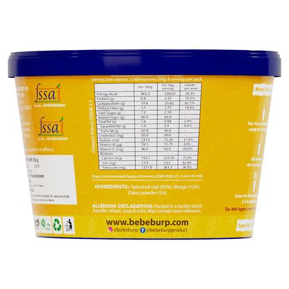 Bebe Burp Travel Pack Grab & Go Sprouted Ragi with Mango (Pack of 4) 30 gm each