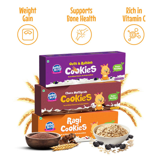 Ragi, Oats & Raisin, Choco Cookies Combo 2 (3 Pack , 150 gm Each)