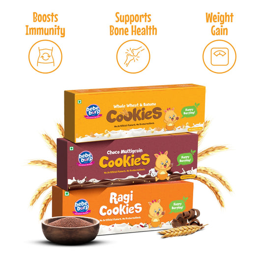 Choco, Wheat & Ragi Cookies Combo 3 (3 Pack , 150 gm Each)