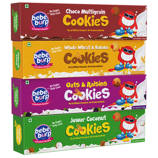 Whole Wheat, Oats, Choco & Jowar Coconut Cookies Combo (Pack of 4, 150 gm Each)