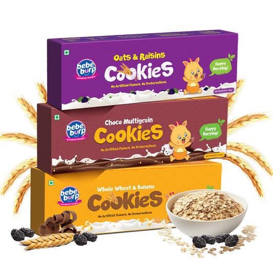 Choco, Wheat, Oats & Raisin Cookies Combo (Pack of 3 , 150 gm Each)