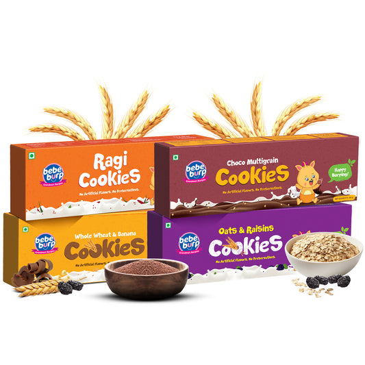 Ragi, Choco, Wheat, Oats & Raisin Cookies Combo (Pack of 4, 150 gm Each)