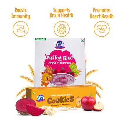 Puffed Rice Porridge & Whole Wheat Banana Cookies Combo- 350 gms