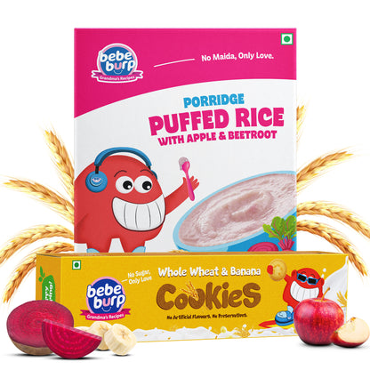 Puffed Rice Porridge & Whole Wheat Banana Cookies Combo- 350 gms